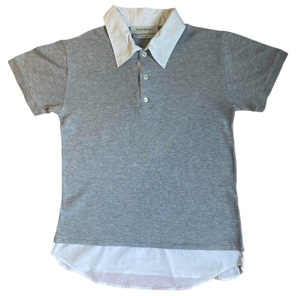 Grey & White Yve Saint Laurent Polo (YSL) (S) - Picture 1 of 6